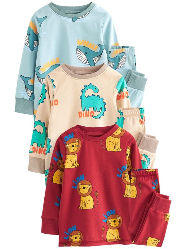 Next Next Pidžama set  bež / svijetloplava / žuta / tamno crvena