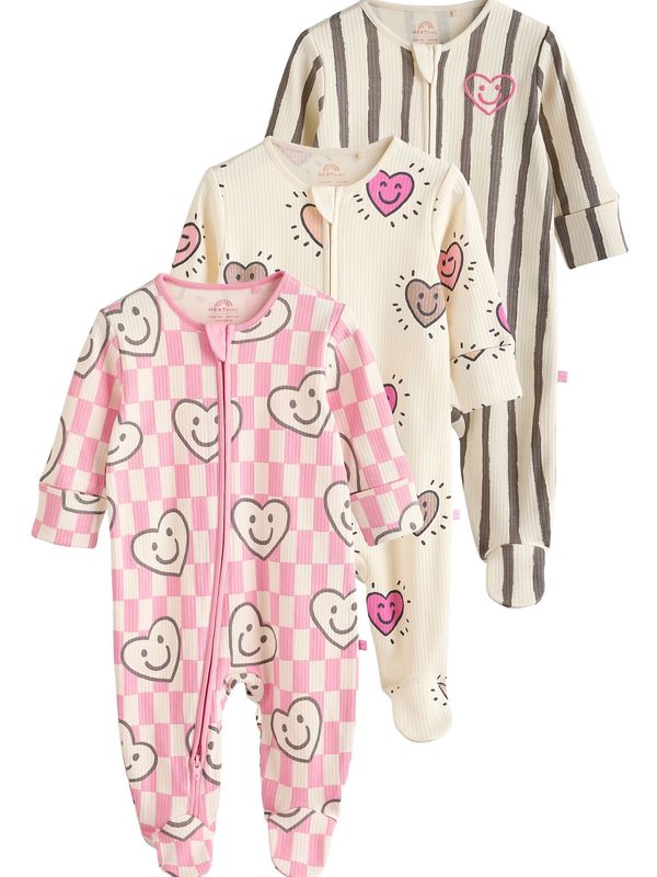 Next Next Pidžama set  bež / tamo siva / magenta / svijetloroza