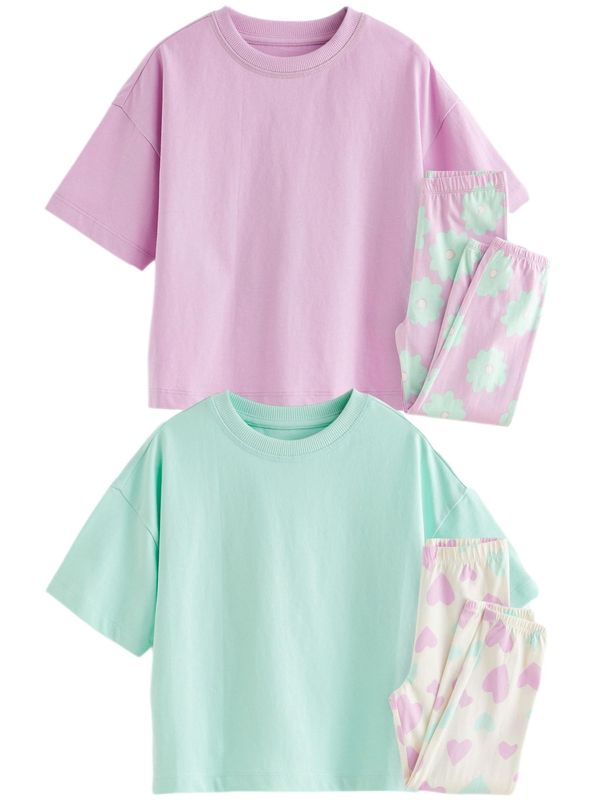 Next Next Pidžama set  boja pijeska / zelena / ljubičasta