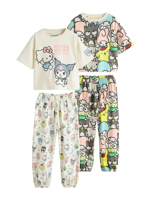Next Next Pidžama set 'Hello Kitty'  boja slonovače / žuta / siva / roza
