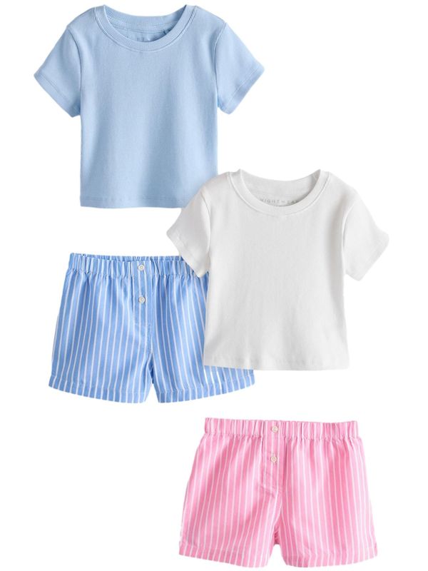 Next Next Pidžama set  plava / roza / bijela