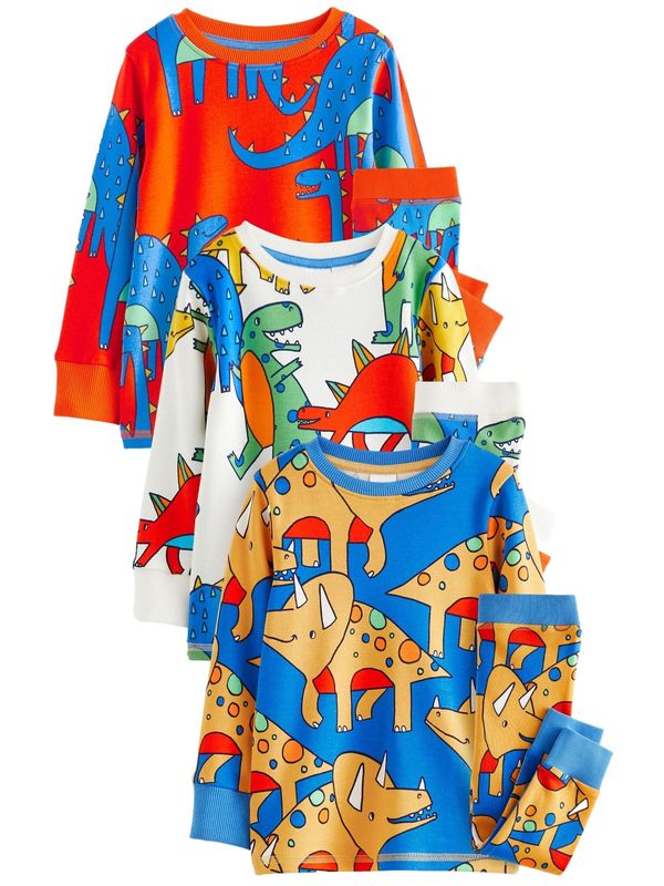 Next Next Pidžama set  plava / zelena / narančasto crvena / prljavo bijela