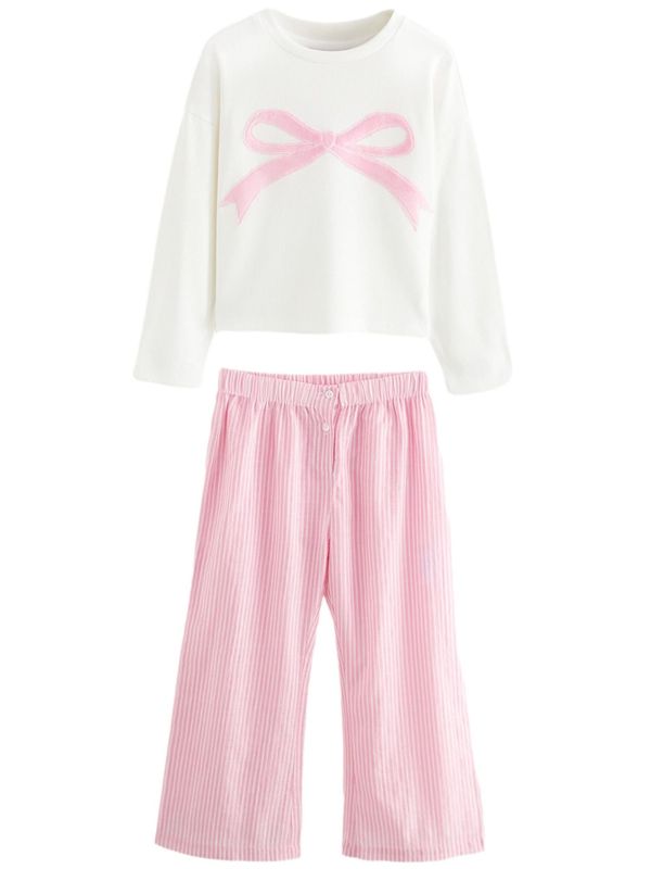 Next Next Pidžama set  roza / bijela