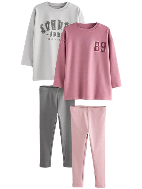 Next Next Pidžama set  siva / roza