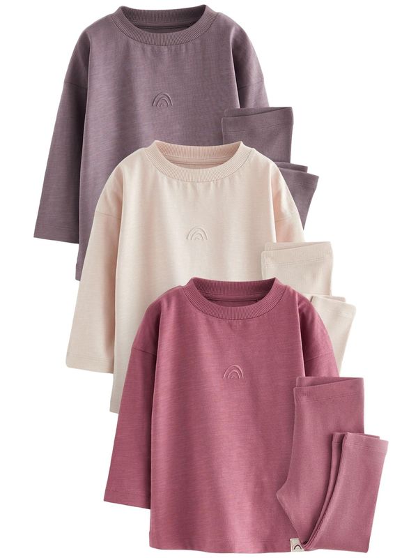 Next Next Pidžama set  svijetloljubičasta / prljavo roza / svijetloroza