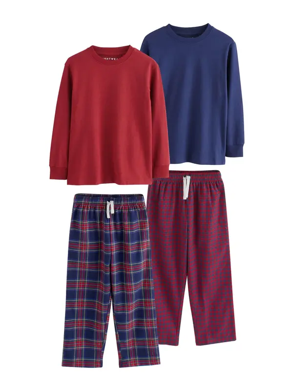 Next Next Pidžama set  toplo smeđa / mornarsko plava / crvena