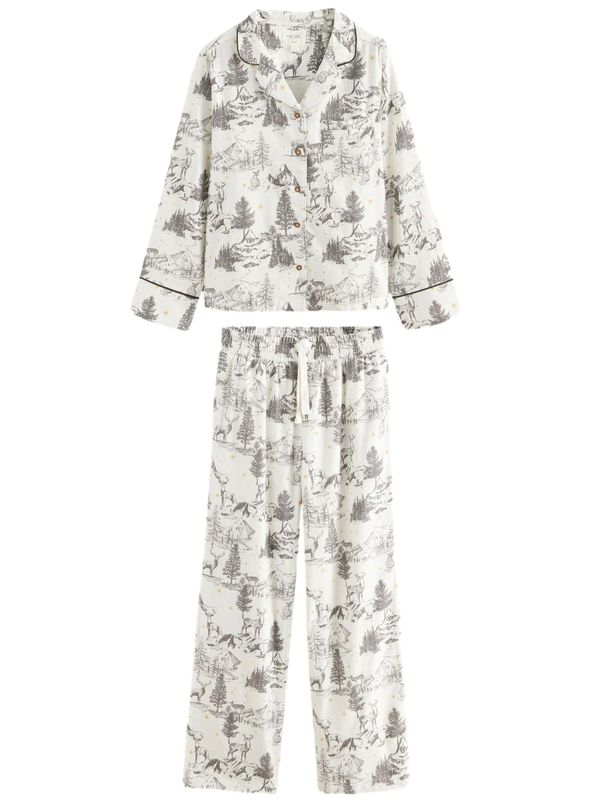 Next Next Pidžama  siva melange / bijela