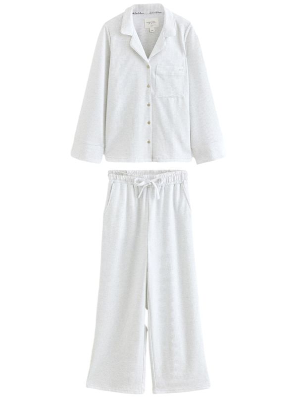 Next Next Pidžama  svijetlosiva / bijela