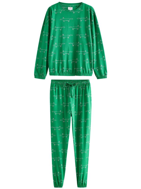 Next Next Pidžama  svijetlosiva / zelena / crna