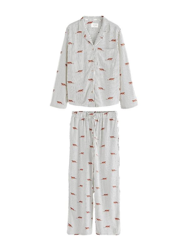 Next Next Pidžama  tamno narančasta / crna / bijela