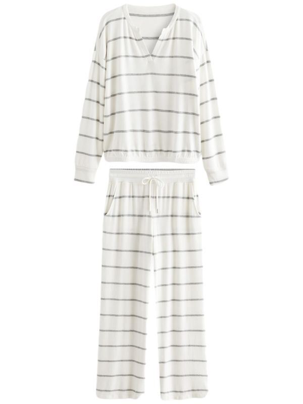 Next Next Pidžama  tamo siva / bijela