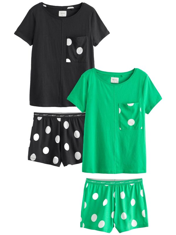 Next Next Pidžama  travnato zelena / crna / bijela