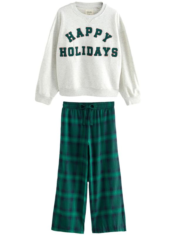 Next Next Pidžama  zelena / tamno zelena / crna / bijela melange