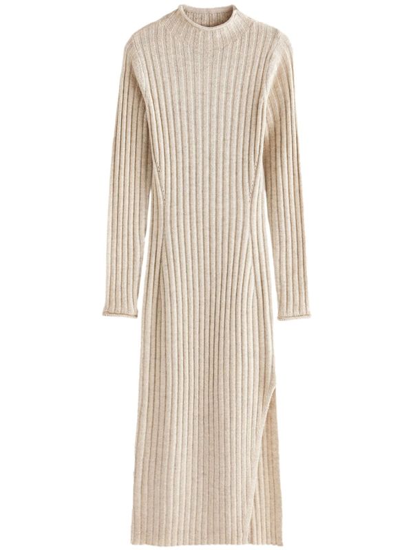 Next Next Pletena haljina  bež melange / zlatna