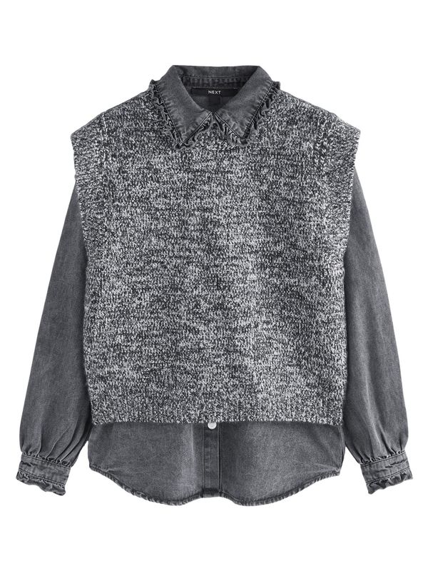 Next Next Pulover ' 2 in 1'  siva / sivi traper