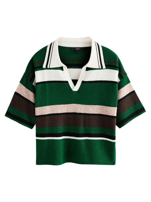 Next Next Pulover  bež / tamno smeđa / zelena / bijela