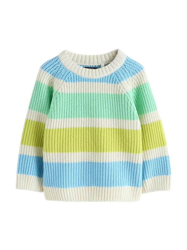 Next Next Pulover 'Chenille'  svijetloplava / limeta zelena / svijetlozelena / vuneno bijela