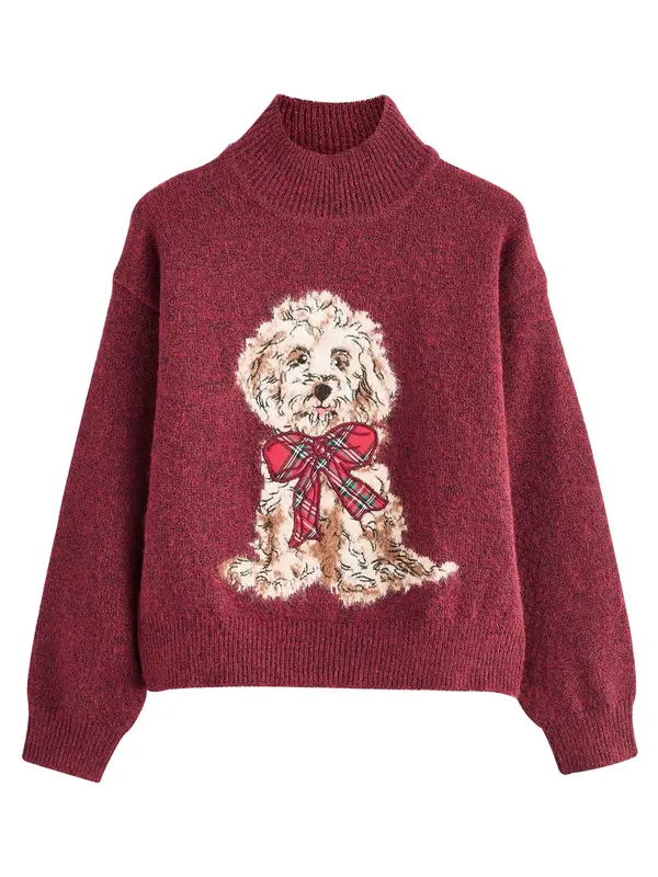 Next Next Pulover 'Christmas Dog'  miks boja / boja vina