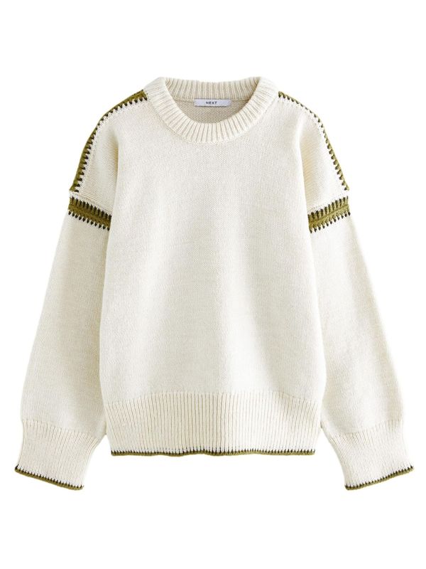 Next Next Pulover  ecru/prljavo bijela / tamno zelena