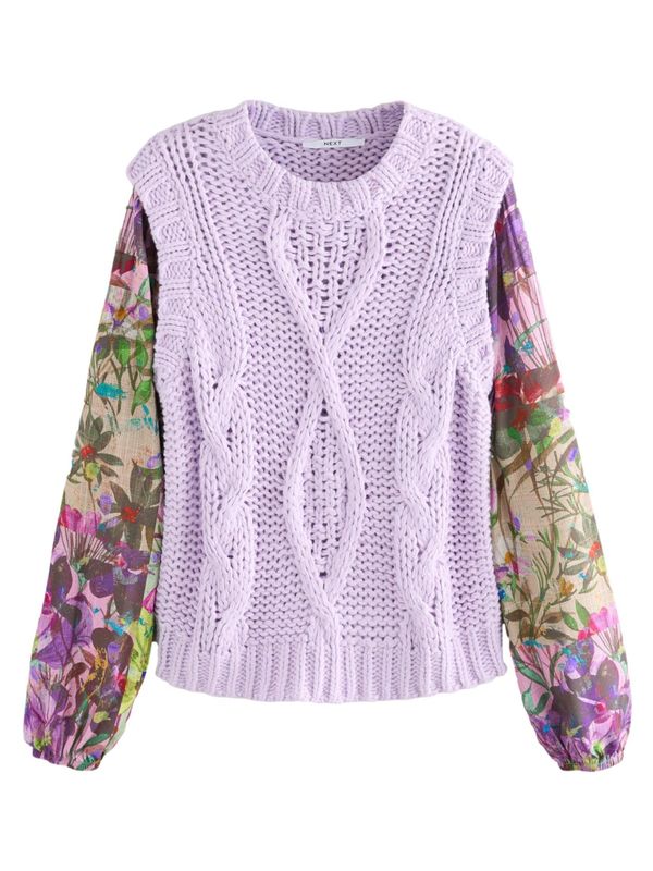 Next Next Pulover  maslinasta / tamno zelena / lila / orhideja bijela