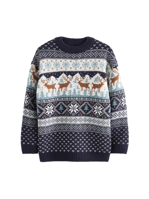 Next Next Pulover  mornarsko plava / svijetloplava / smeđa / bijela