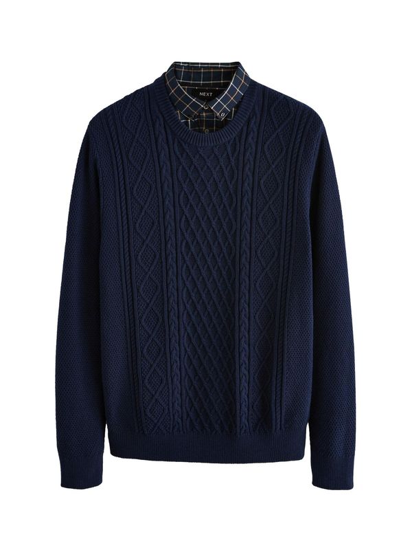 Next Next Pulover  mornarsko plava / svijetlosmeđa / bijela