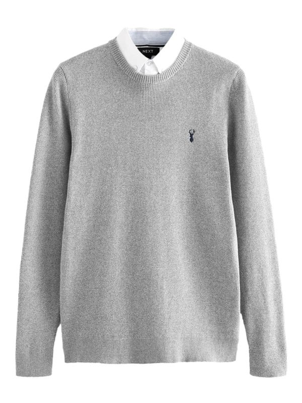 Next Next Pulover  siva / tamo siva / bijela