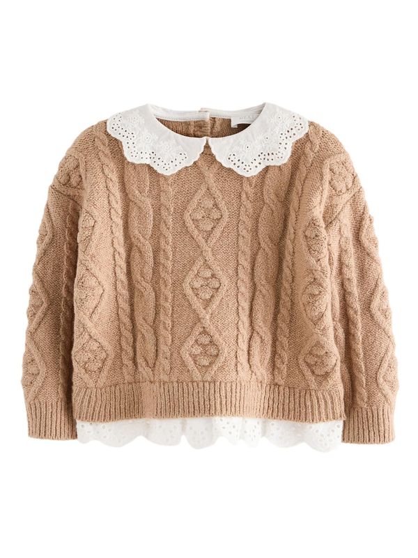 Next Next Pulover  smeđa / bijela