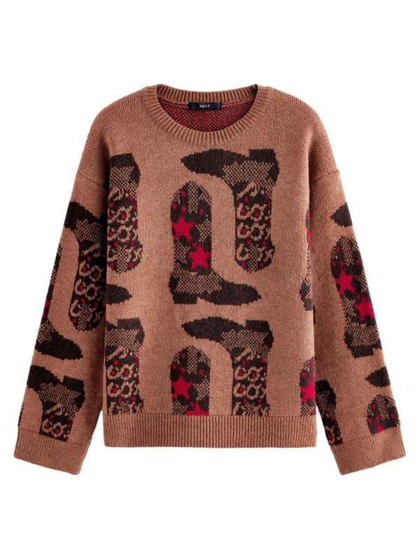 Next Next Pulover  smeđa / crvena