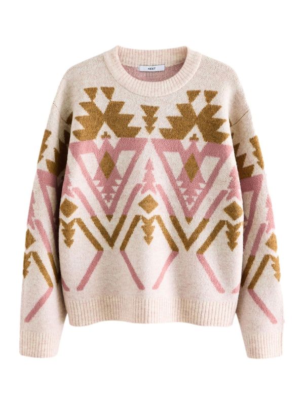 Next Next Pulover  smeđa / prljavo roza / tamno roza