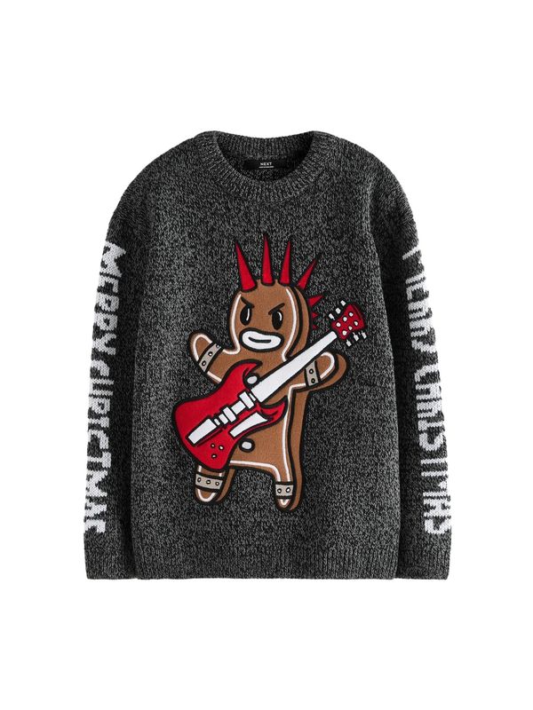 Next Next Pulover  smeđa / siva / crvena / bijela