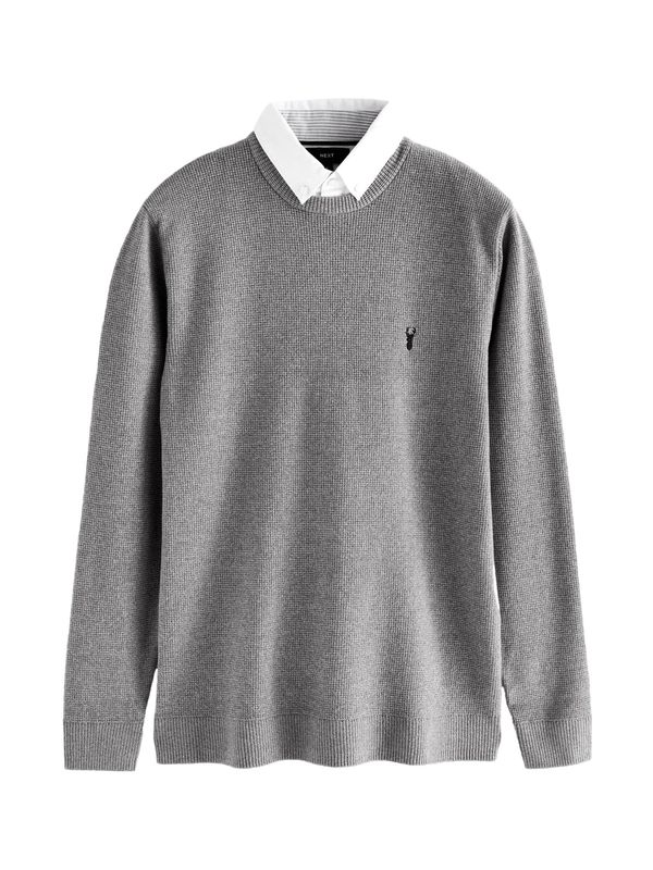 Next Next Pulover  svijetlosiva / crna / bijela