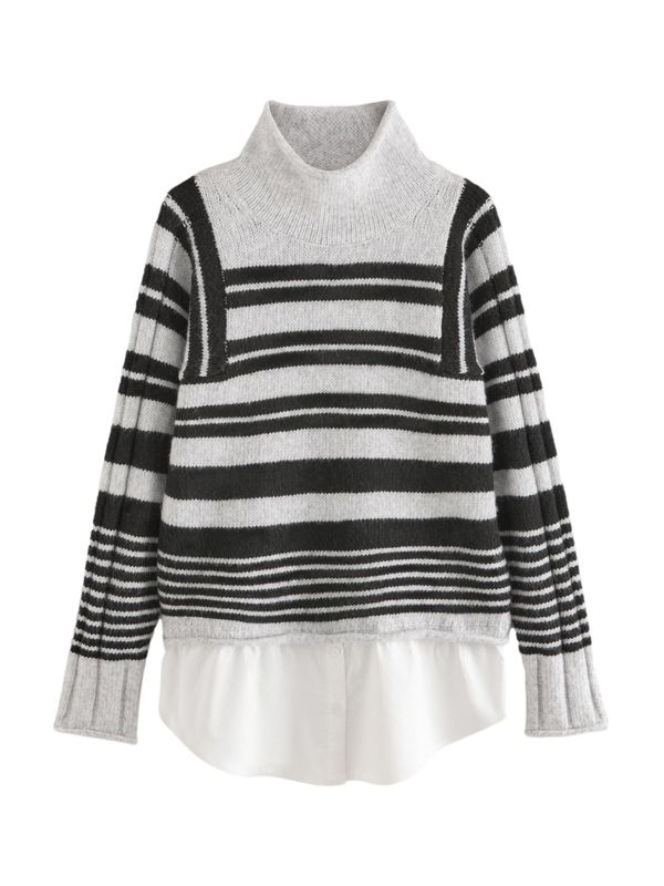 Next Next Pulover  svijetlosiva / crna / bijela