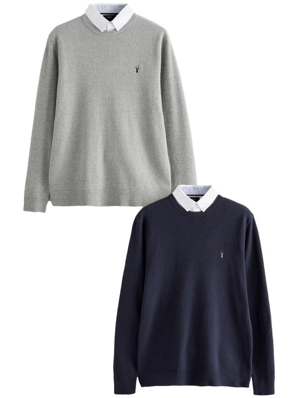 Next Next Pulover  tamno plava / svijetlosiva / bijela