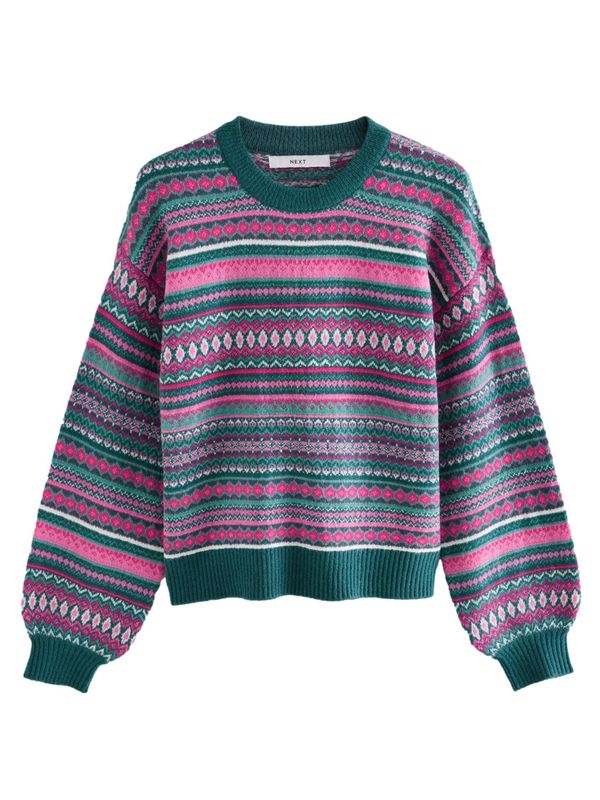 Next Next Pulover  zelena / tamno zelena / roza / bijela