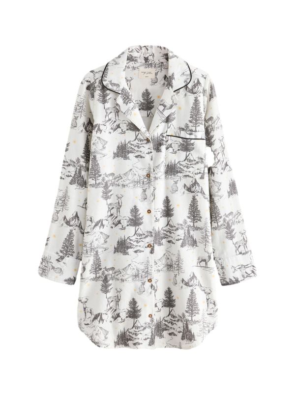 Next Next Spavaćica košulja  ecru/prljavo bijela / žuta / siva / crna