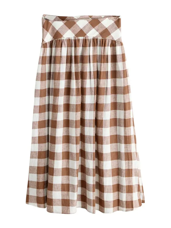 Next Next Suknja 'Gingham'  boja pijeska / smeđa / zeleno smeđa