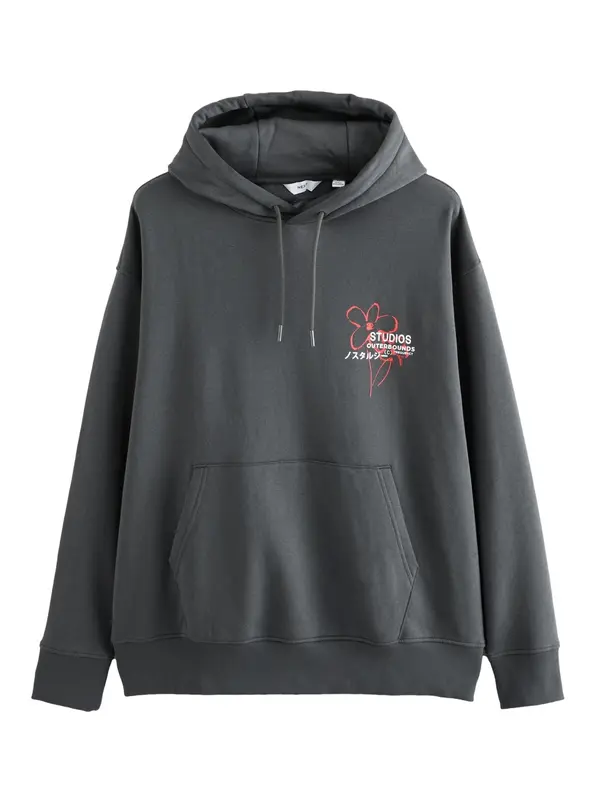 Next Next Sweater majica  antracit siva / crvena / bijela