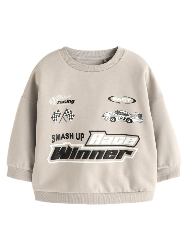 Next Next Sweater majica  bež / crna / bijela