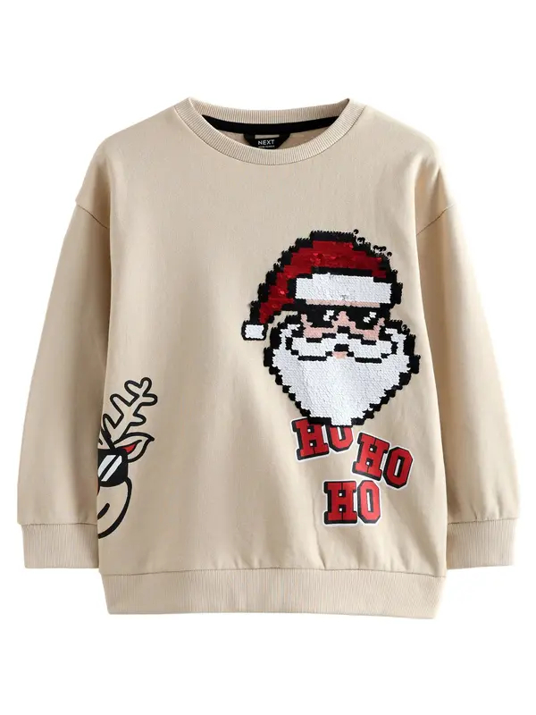Next Next Sweater majica  bež / crvena / crna / bijela