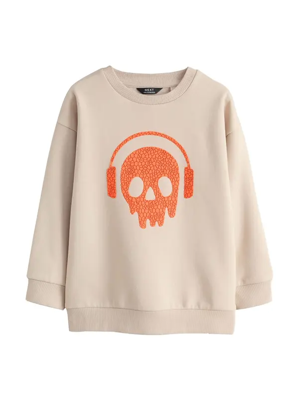 Next Next Sweater majica  bež / neonsko narančasta