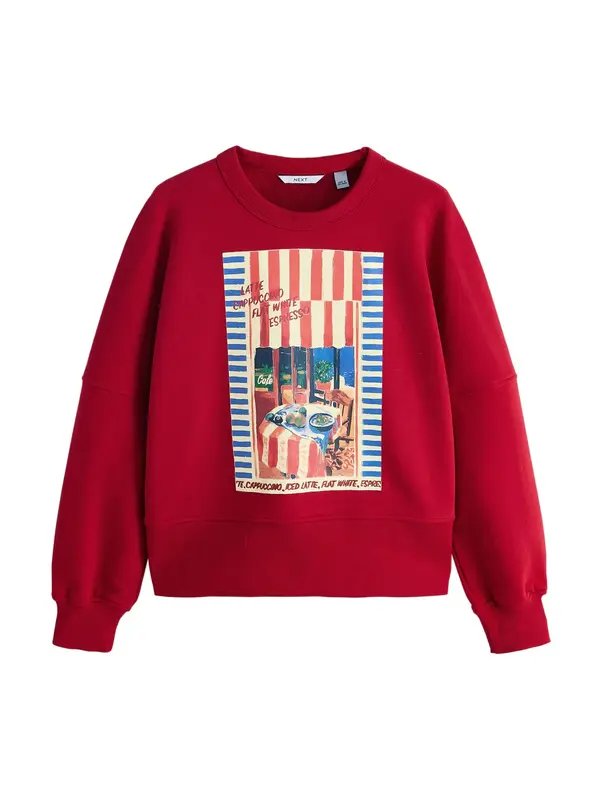 Next Next Sweater majica  boja pijeska / kraljevsko plava / crvena / svijetlocrvena