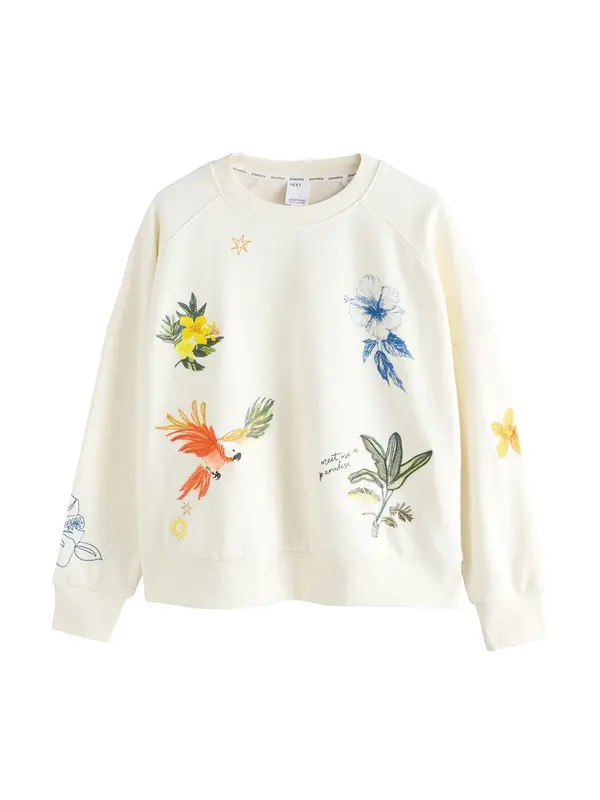 Next Next Sweater majica  boja pijeska / opal / maslinasta / narančasto crvena