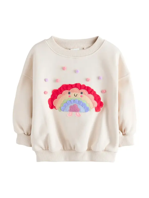 Next Next Sweater majica  boja pijeska / pastelno zelena / ljubičasto plava / crvena