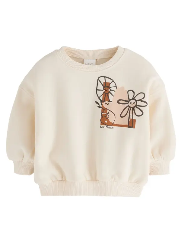 Next Next Sweater majica  boja pijeska / smeđa / tamno smeđa / puder roza