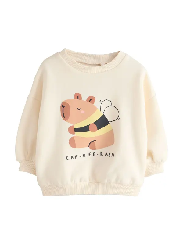 Next Next Sweater majica  boja pijeska / svijetlosmeđa / žuta / crna