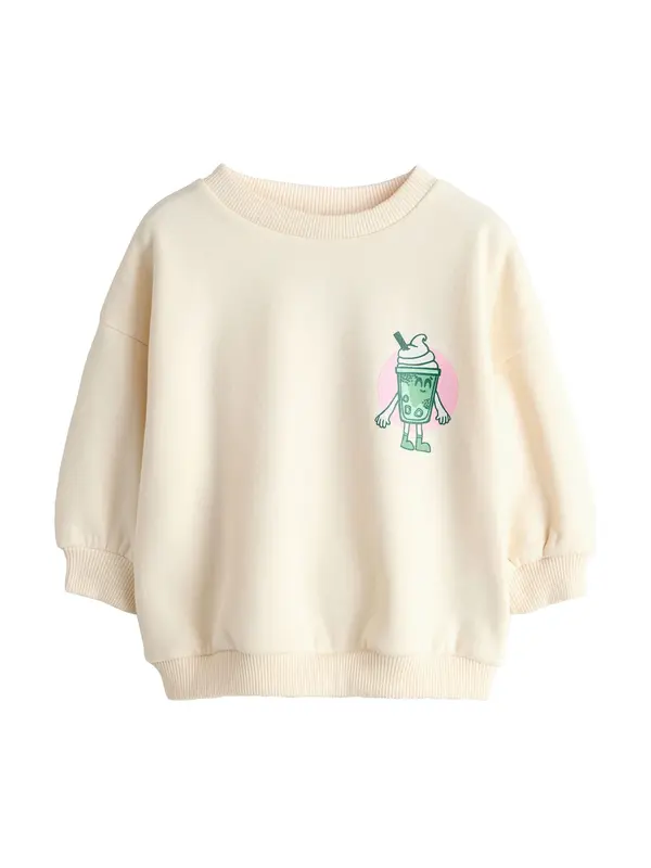 Next Next Sweater majica  boja pijeska / svijetlozelena / tamno zelena / pastelno roza