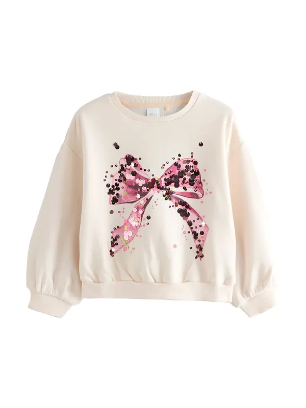 Next Next Sweater majica  boja pijeska / zlatna / tamno roza