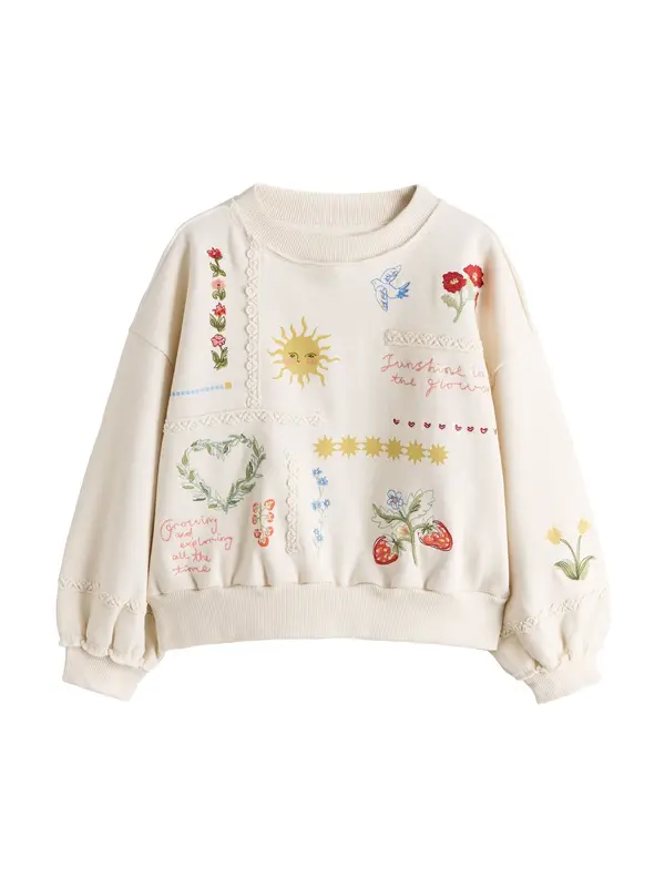 Next Next Sweater majica  boja pijeska / žuta / zelena / crvena