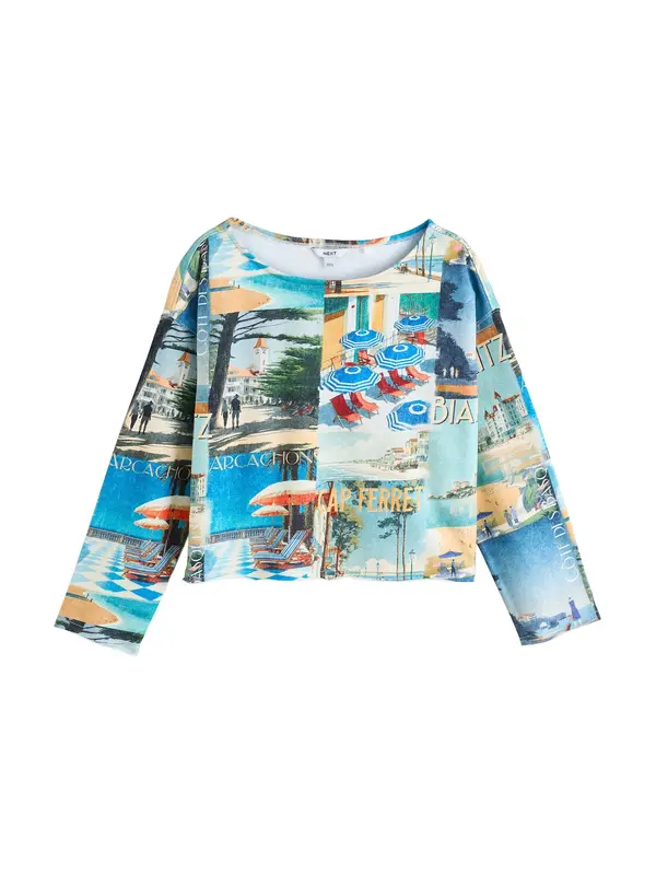 Next Next Sweater majica  boja slonovače / svijetloplava / zelena / svijetlonarančasta